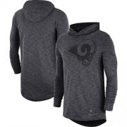 Wholesale Cheap Men's Los Angeles Rams Nike Heathered Charcoal Fan Gear Tonal Slub Hooded Long Sleeve T-Shirt