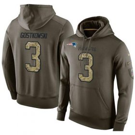 Wholesale Cheap NFL Men\'s Nike New England Patriots #3 Stephen Gostkowski Stitched Green Olive Salute To Service KO Performance Hoodie