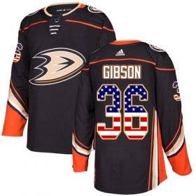 Wholesale Cheap Adidas Ducks #36 John Gibson Black Home Authentic USA Flag Stitched NHL Jersey