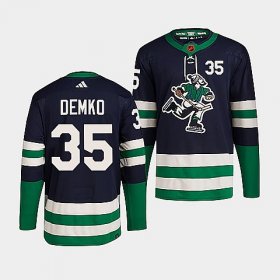 Wholesale Cheap Men\'s Vancouver Canucks #35 Thatcher Demko Navy 2022 Reverse Retro Stitched Jersey