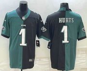 Cheap Men's Philadelphia Eagles #1 Jalen Hurts Green Black Two Tone Vapor Untouchable Stitched Limited Jersey