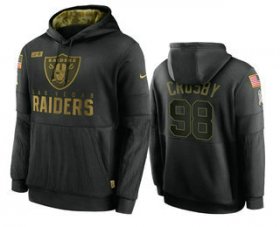 Wholesale Cheap Men\'s Las Vegas Raiders #98 Maxx Crosby Black 2020 Salute To Service Sideline Performance Pullover Hoodie