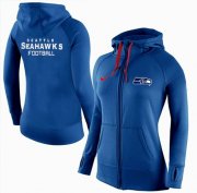 Wholesale Cheap Women's Nike Seattle Seahawks Full-Zip Performance Hoodie Blue