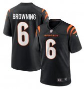 Cheap Men's Cincinnati Bengals #6 Jake Browning Black Stitched Game Jersey