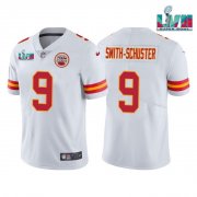 Wholesale Cheap Men's Kansas City Chiefs #9 JuJu Smith-Schuster White Super Bowl LVII Patch Vapor Untouchable Limited Stitched Jersey