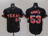 Cheap Men's Texas Rangers #53 Adolis Garcia Black Rainbow Mexico Cool Base Stitched Jersey