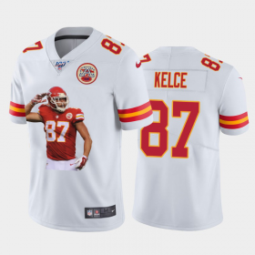 Cheap Kansas City Chiefs #87 Travis Kelce Nike Team Hero 8 Vapor Limited NFL 100 Jersey White Golden