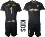 Wholesale Cheap Youth 2020-2021 club Barcelona away 1 black Soccer Jerseys