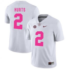 Wholesale Cheap Alabama Crimson Tide 2 Jalen Hurts White 2017 Breast Cancer Awareness College Football Jersey