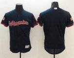 Wholesale Cheap Brewers Blank Navy Blue Fashion Stars & Stripes Flexbase Authentic Stitched MLB Jersey