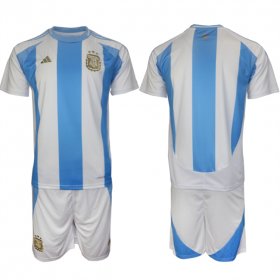 Cheap Men\'s Argentina Blank White Blue 2024-25 Home SoccerJersey Suit