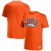 Wholesale Cheap Men's Denver Broncos x Staple Orange Logo Lockup T-Shirt