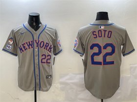 Cheap Men\'s New York Mets #22 Juan Soto Grey 2025 Spring Training Alternate Limited Stitched Baseball Jersey