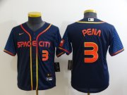 Wholesale Cheap Youth Houston Astros #3 Jeremy Pena Number 2022 Navy Blue City Connect Cool Base Stitched Jersey