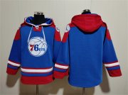 Men's Philadelphia 76ers Blank Royal Red Lace-Up Pullover Hoodie