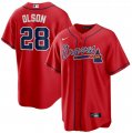 Wholesale Cheap Men's Atlanta Braves 28 Matt Olson Red Nike Cool Base Jersey