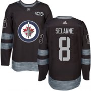 Wholesale Cheap Adidas Jets #8 Teemu Selanne Black 1917-2017 100th Anniversary Stitched NHL Jersey