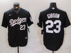 Men\'s Los Angeles Dodgers #23 Kirk Gibson Number Black Cool Base Stitched Jerseys