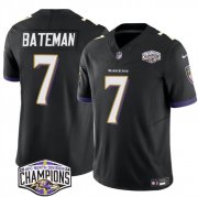 Cheap Men's Baltimore Ravens #7 Rashod Bateman Black F.U.S.E 2024 AFC North Division Champions Vapor Limited Football Jersey