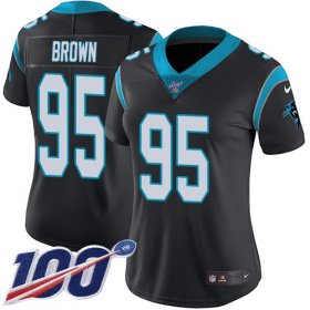 Wholesale Cheap Nike Panthers #95 Derrick Brown Black Team Color Women\'s Stitched NFL 100th Season Vapor Untouchable Limited Jersey