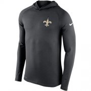 Wholesale Cheap Men's New Orleans Saints Nike Charcoal Stadium Touch Hooded Performance Long Sleeve T-Shirt