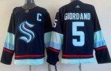 Wholesale Cheap Men's Seattle Kraken #5 Mark Giordano Navy Authentic Jersey