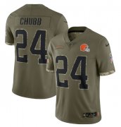 Wholesale Cheap Men's Cleveland Browns #24 Nick Chubb 2022 Olive Salute To Service Limited Stitched Jersey