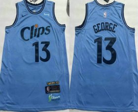 Cheap Men\'s Los Angeles Clippers #13 Paul George Light Blue 2024 City Icon Sponsor Swingman Jersey