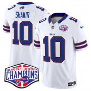 Cheap Men's Buffalo Bills #10 Khalil Shakir White F.U.S.E. 2024 AFC East Division Champions Vapor Limited Stitched Football Jersey