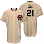 Wholesale Cheap Mitchell And Ness Cubs #21 Sammy Sosa Cream Throwback Stitched MLB Jersey