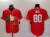 Cheap Men's San Francisco 49ers #80 Jerry Rice Red With Patch Cool Base Stitched Baseball Jersey