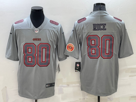 Wholesale Men\'s San Francisco 49ers #80 Jerry Rice LOGO Grey Atmosphere Fashion 2022 Vapor Untouchable Stitched Limited Jersey