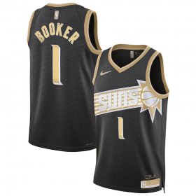 Cheap Men\'s Phoenix Suns #1 Devin Booker Black Gold 2024 Select Series Stitched Jersey