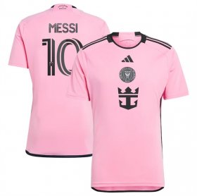 Cheap Men\'s Inter Miami CF #10 Lionel Messi Pink 2024-25 Home Soccer Jersey