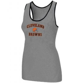 Wholesale Cheap Women\'s Nike Cleveland Browns Heart & Soul Tri-Blend Racerback Stretch Tank Top Light Grey