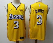 Wholesale Cheap Men's Los Angeles Lakers #3 Anthony Davis Yellow 2020 Nike City Edition Swingman Jersey With The Sponsor Logo