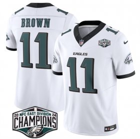 Cheap Men\'s Philadelphia Eagles #11 A.J. Brown White 2024 New NFC East Champions F.U.S.E. Vapor Untouchable Limited Stitched Football Jersey