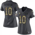 Wholesale Cheap Nike Vikings #10 Fran Tarkenton Black Women's Stitched NFL Limited 2016 Salute To Service Jersey