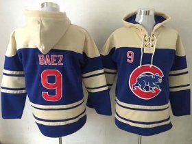 Wholesale Cheap Cubs #9 Javier Baez Blue Sawyer Hooded Sweatshirt MLB Hoodie