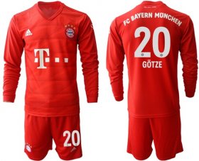 Wholesale Cheap Bayern Munchen #20 Gotze Home Long Sleeves Soccer Club Jersey