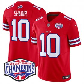 Cheap Men\'s Buffalo Bills #10 Khalil Shakir Red F.U.S.E. 2024 AFC East Division Champions Vapor Limited Stitched Football Jersey