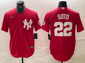 Cheap Men\'s New York Yankees #22 Juan Soto Red Fashion Cool Base Jersey