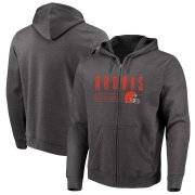 Wholesale Cheap Cleveland Browns Majestic Hyper Stack Full-Zip Hoodie Heathered Charcoal