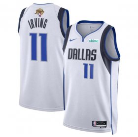 Cheap Men\'s Dallas Mavericks #11 Kyrie Irving White 2024 Finals Association Edition Stitched Basketball Jersey