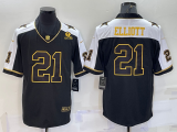 Wholesale Cheap Men's Dallas Cowboys #21 Ezekiel Elliott Black Gold Thanksgiving With Patch Stitched Jersey