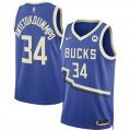 Cheap Men's Milwaukee Bucks #34 Giannis Antetokounmpo Royal 2024-25 City Edition Stitched Basketball Jersey