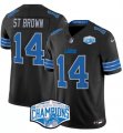 Cheap Men's Detroit Lions #14 Amon-Ra St. Brown Black 2024 NFC North Champions F.U.S.E. Vapor Limited Stitched Jersey