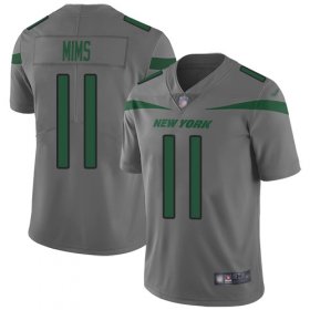 Wholesale Cheap Nike Jets #11 Denzel Mim Gray Men\'s Stitched NFL Limited Inverted Legend Jersey