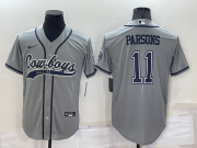 Wholesale Cheap Men's Dallas Cowboys #11 Micah Parsons Grey Stitched Cool Base Nike Baseball Jersey