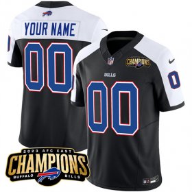 Cheap Men\'s Buffalo Bills Active Player Custom Black White 2023 F.U.S.E. AFC East Champions Ptach Football Stitched Jersey